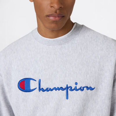 GREY CREWNECK SWEATSHIRT REVERSE WAVE CHAMPION