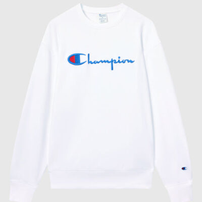 WHITE CREWNECK SWEATSHIRT REVERSE WAVE CHAMPION